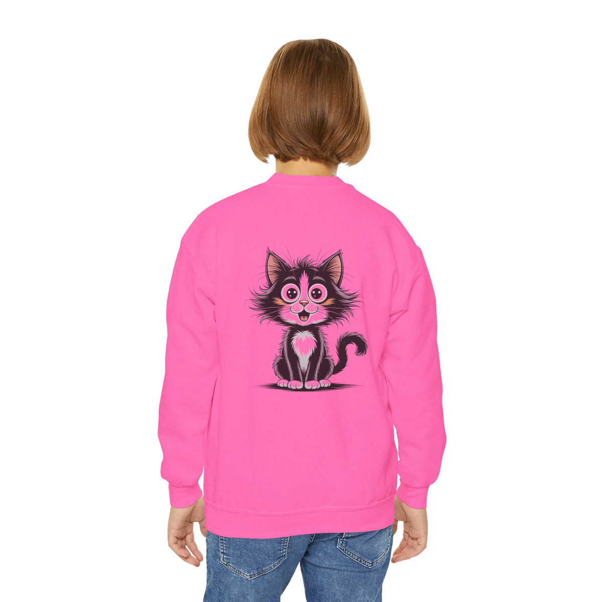 Youth Cat Crewneck Sweatshirt - Cute Kitten