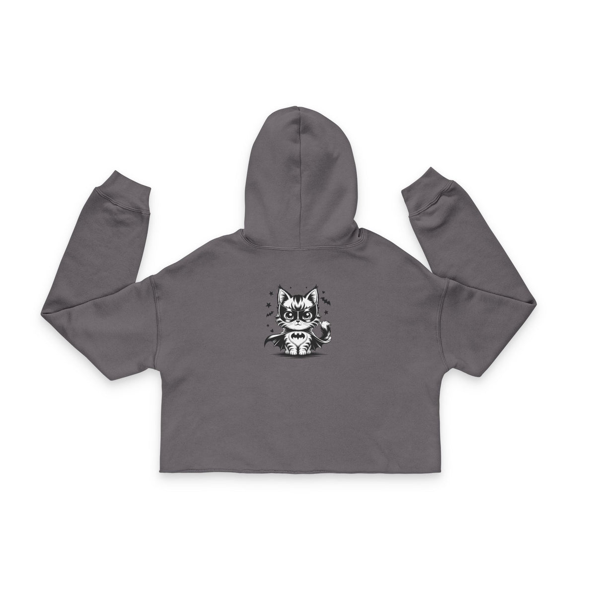 Cropped Hoodie — Woman Face Front & Kawaii Cat Back