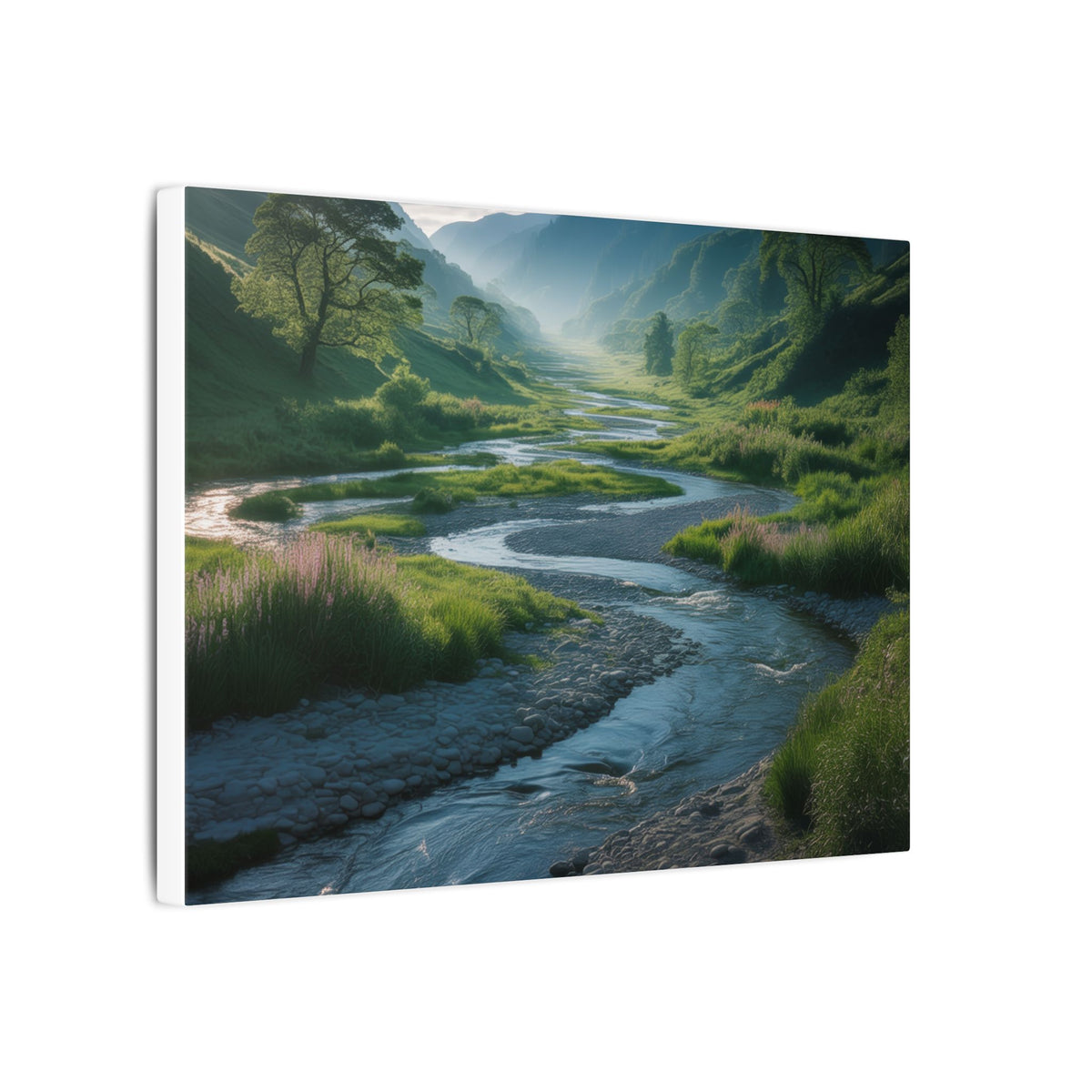 Customizable Serene River Valley Matte Canvas Print — Wall Art