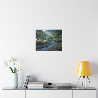 Customizable Serene River Valley Matte Canvas Print — Wall Art