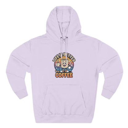 Hoodie — 'Life Is Better With Coffee' & 'Eye of the Tiger' Graphic Fleece Hoodie