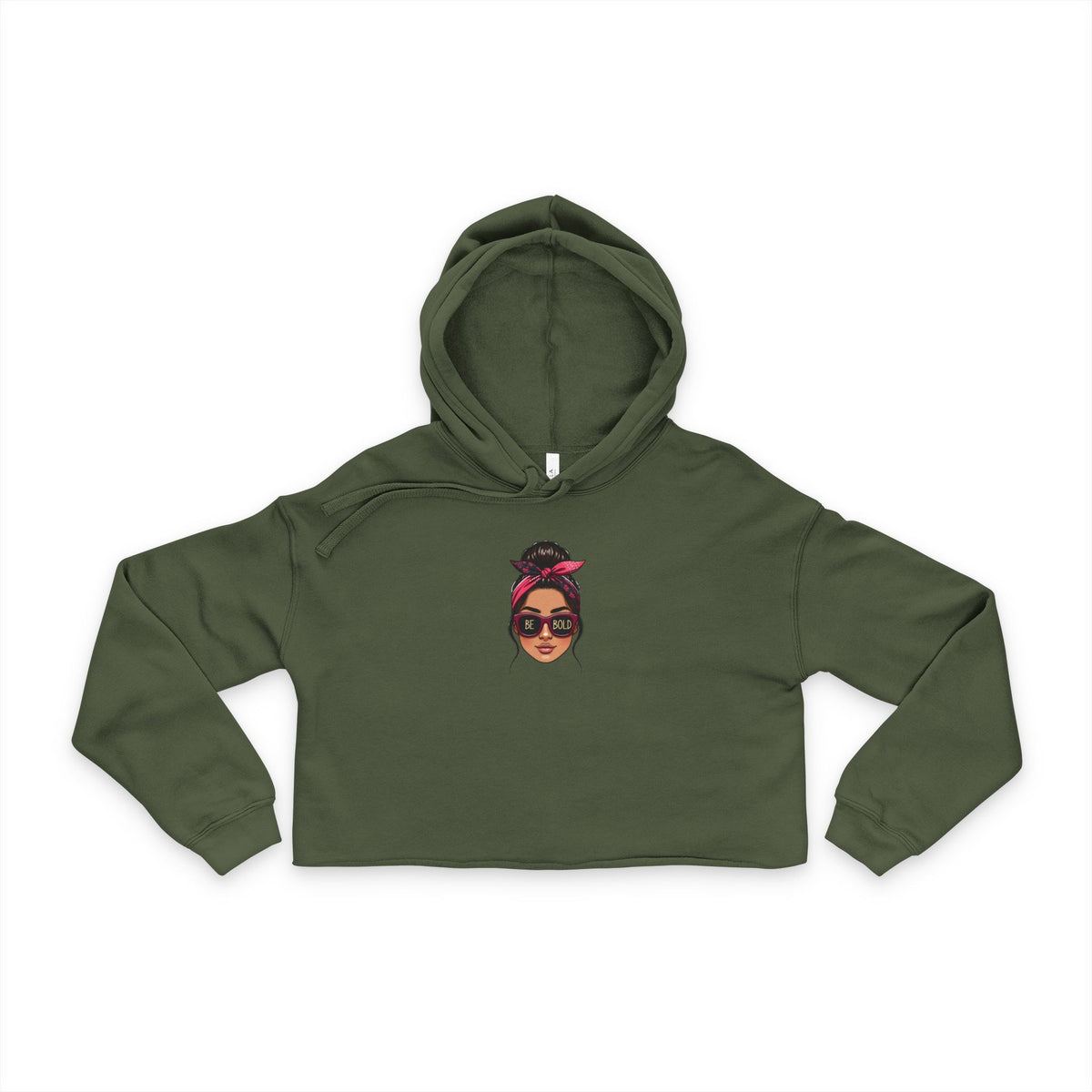 Cropped Hoodie —  Woman Face Front & Kawaii Cat Back