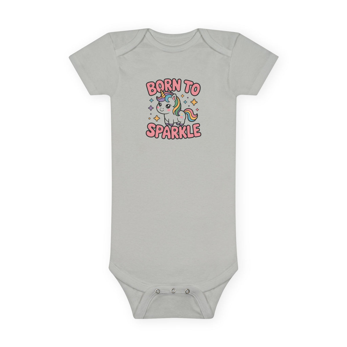 Born to Sparkle Unicorn Baby Onesie — Cute Infant Short Sleeve Bodysuit