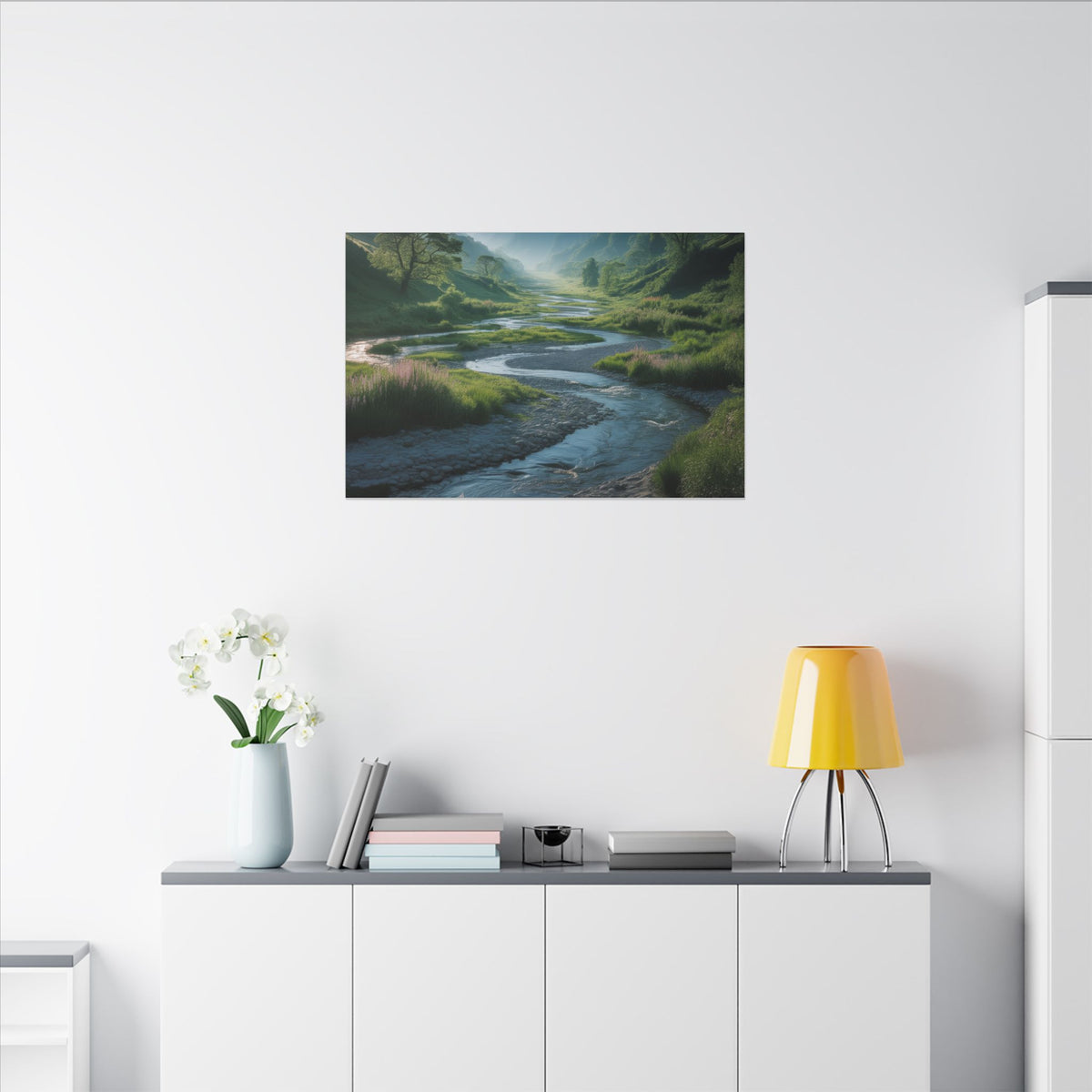 Customizable Serene River Valley Matte Canvas Print — Wall Art