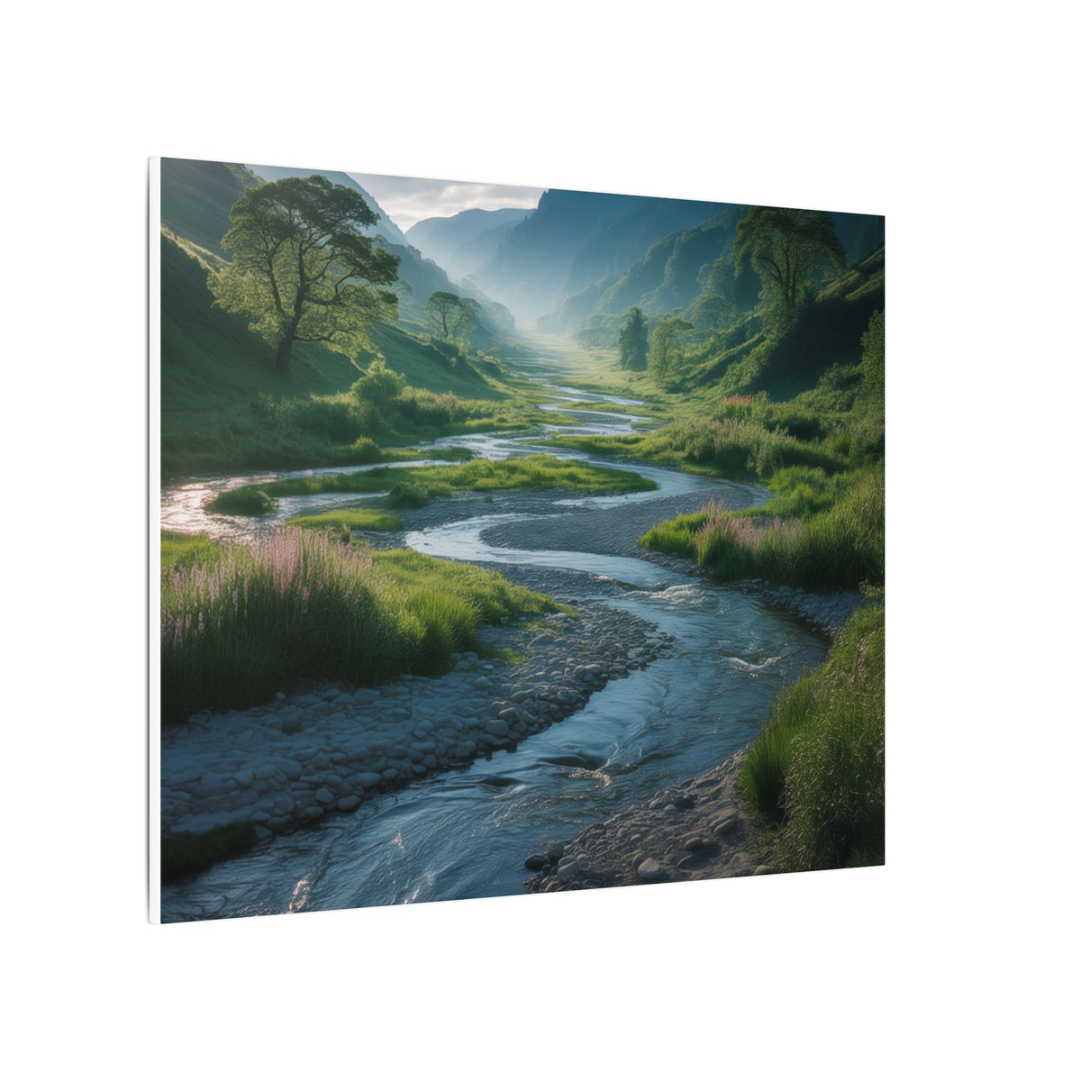 Customizable Serene River Valley Matte Canvas Print — Wall Art