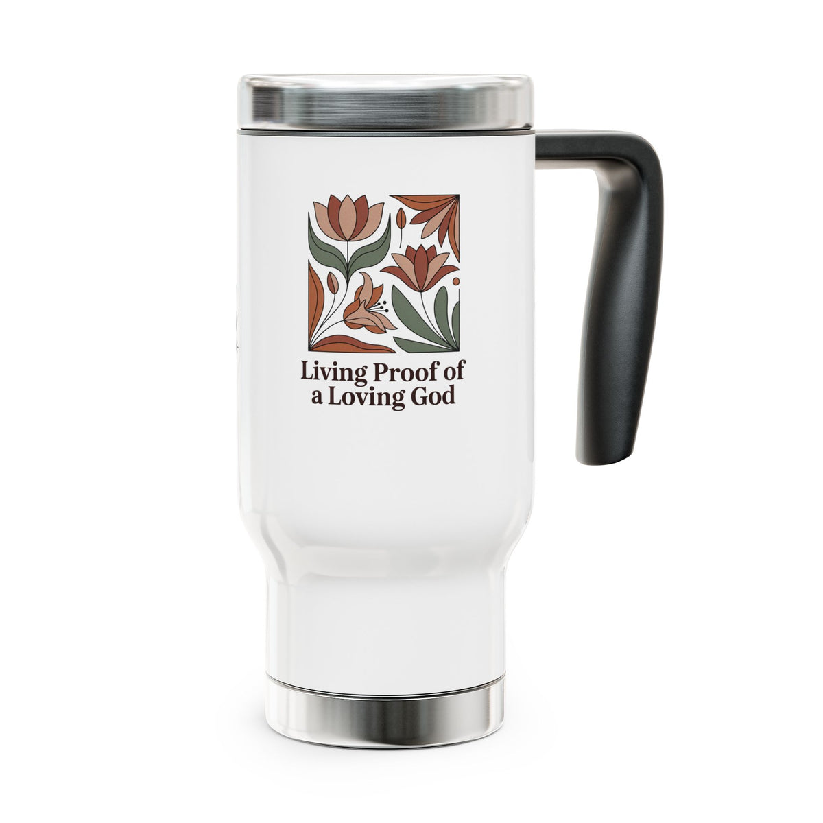 Keep Shining 14oz Stainless Steel Travel Mug with Handle — Inspirational Coffee Tumbler