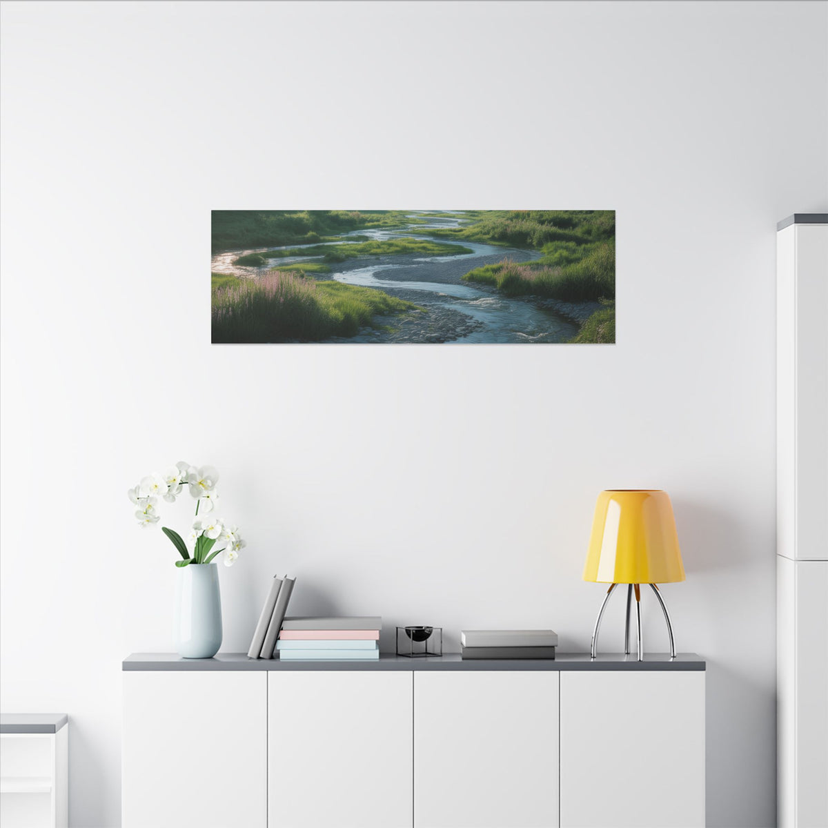 Customizable Serene River Valley Matte Canvas Print — Wall Art
