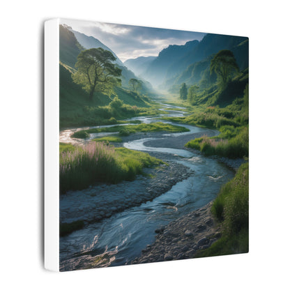 Customizable Serene River Valley Matte Canvas Print — Wall Art