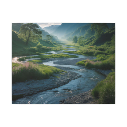 Customizable Serene River Valley Matte Canvas Print — Wall Art