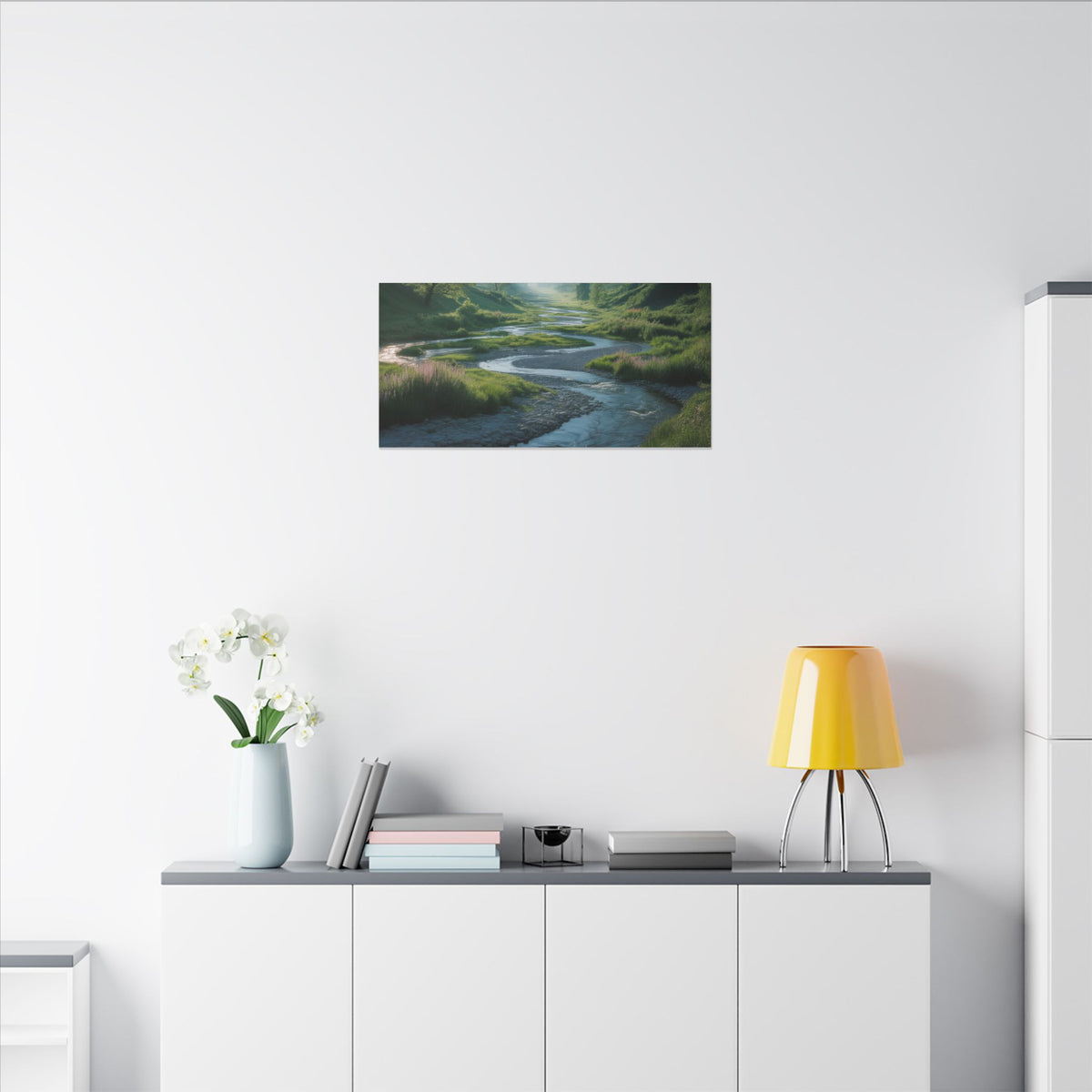 Customizable Serene River Valley Matte Canvas Print — Wall Art