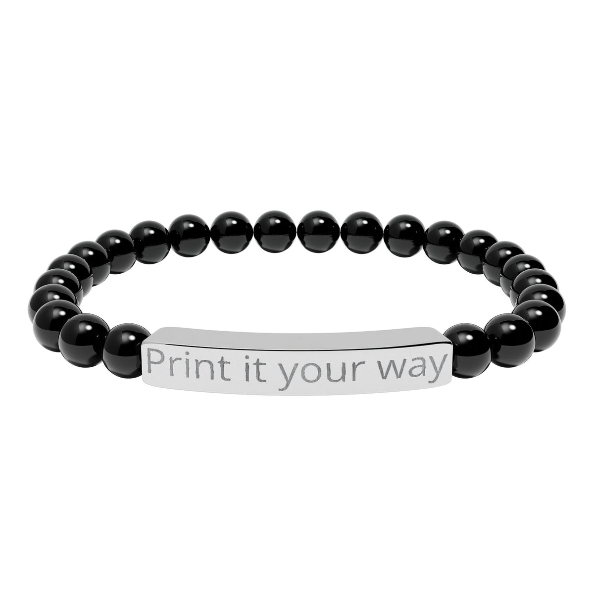 Engravable Natural Stone Stretch Bar Bracelet — Custom Message Beaded Bracelet