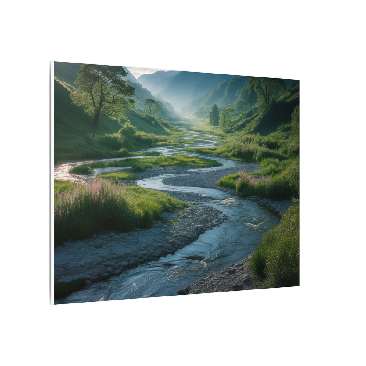 Customizable Serene River Valley Matte Canvas Print — Wall Art