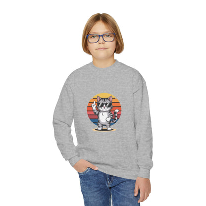 Youth Cat Crewneck Sweatshirt - Cute Kitten