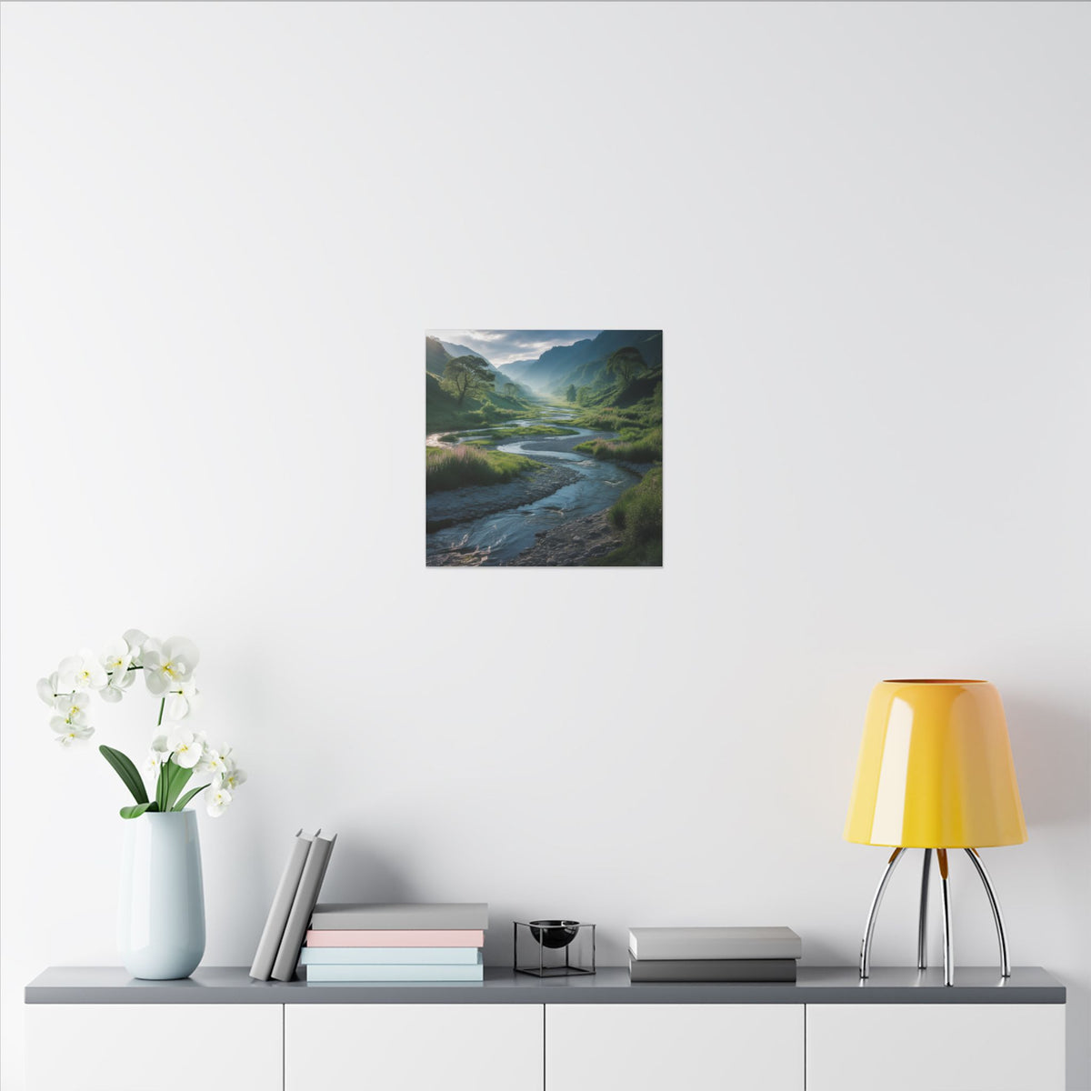 Customizable Serene River Valley Matte Canvas Print — Wall Art