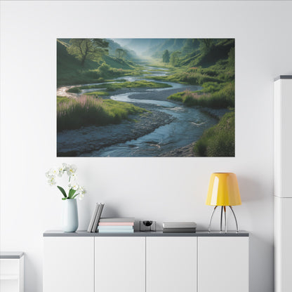 Customizable Serene River Valley Matte Canvas Print — Wall Art