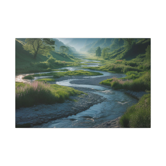 Customizable Serene River Valley Matte Canvas Print — Wall Art