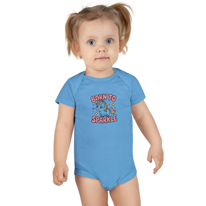 Born to Sparkle Unicorn Baby Onesie — Cute Infant Short Sleeve Bodysuit