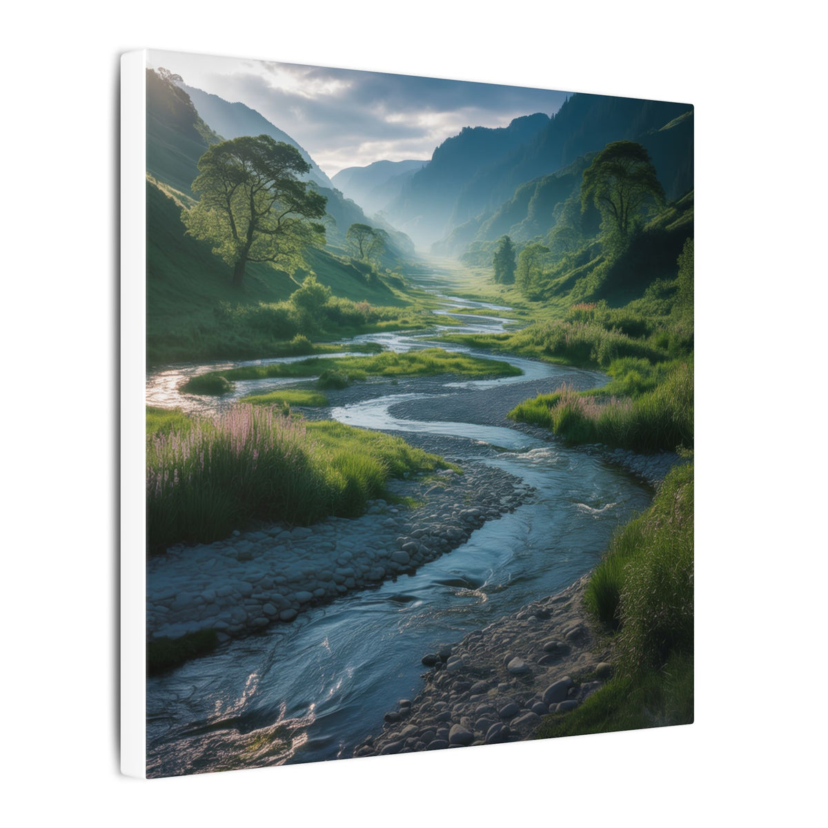 Customizable Serene River Valley Matte Canvas Print — Wall Art