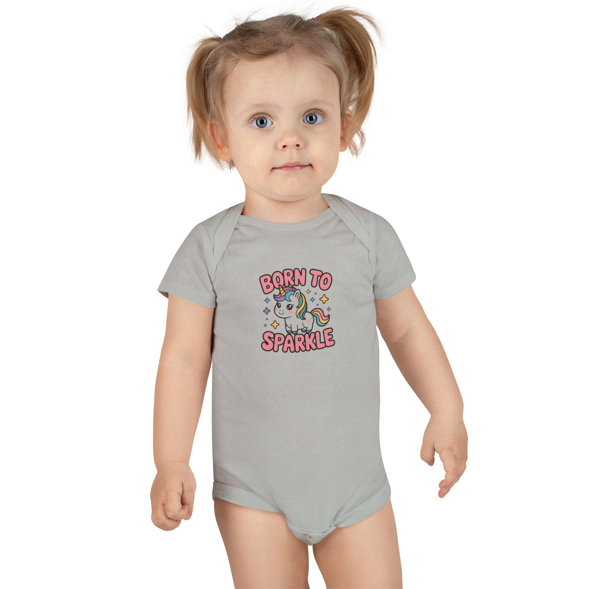 Born to Sparkle Unicorn Baby Onesie — Cute Infant Short Sleeve Bodysuit