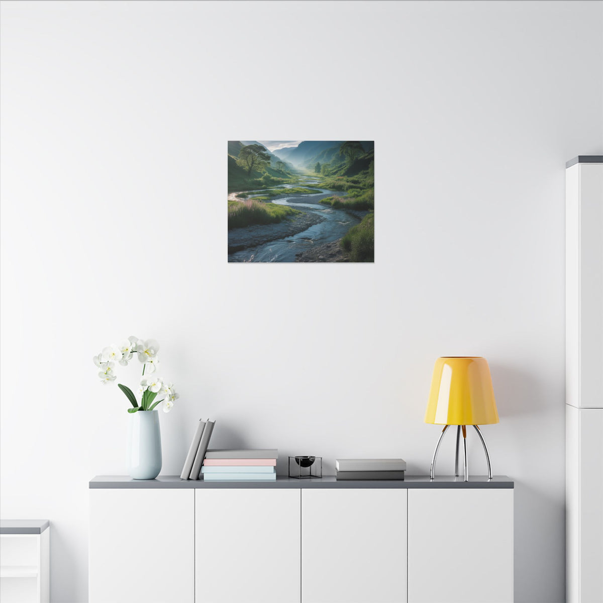 Customizable Serene River Valley Matte Canvas Print — Wall Art