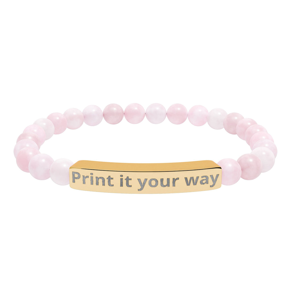 Engravable Natural Stone Stretch Bar Bracelet — Custom Message Beaded Bracelet