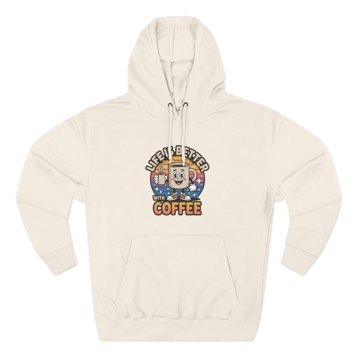 Hoodie — 'Life Is Better With Coffee' & 'Eye of the Tiger' Graphic Fleece Hoodie