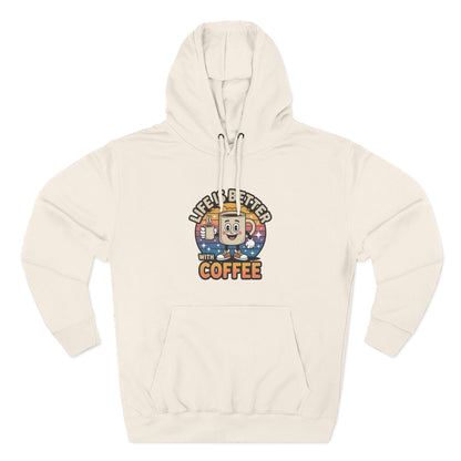 Hoodie — 'Life Is Better With Coffee' & 'Eye of the Tiger' Graphic Fleece Hoodie