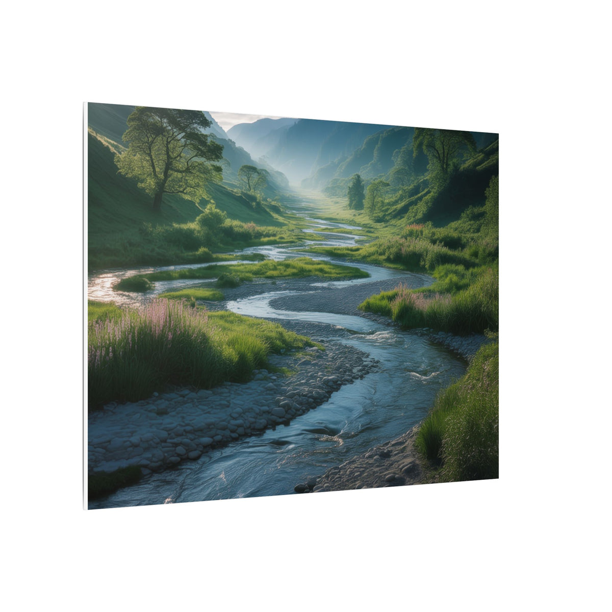 Customizable Serene River Valley Matte Canvas Print — Wall Art