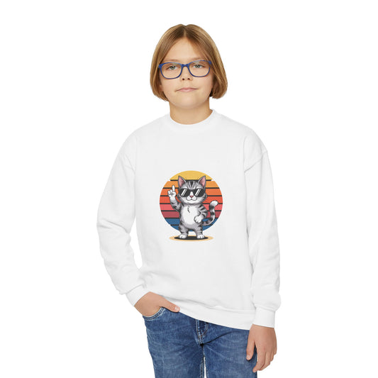 Youth Cat Crewneck Sweatshirt - Cute Kitten