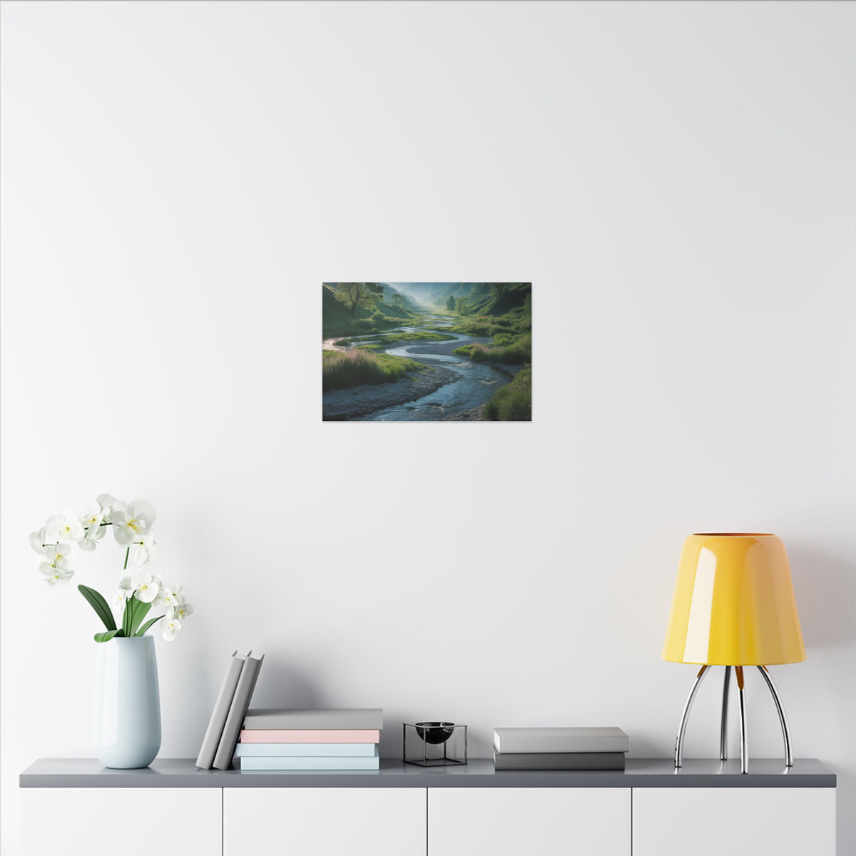 Customizable Serene River Valley Matte Canvas Print — Wall Art