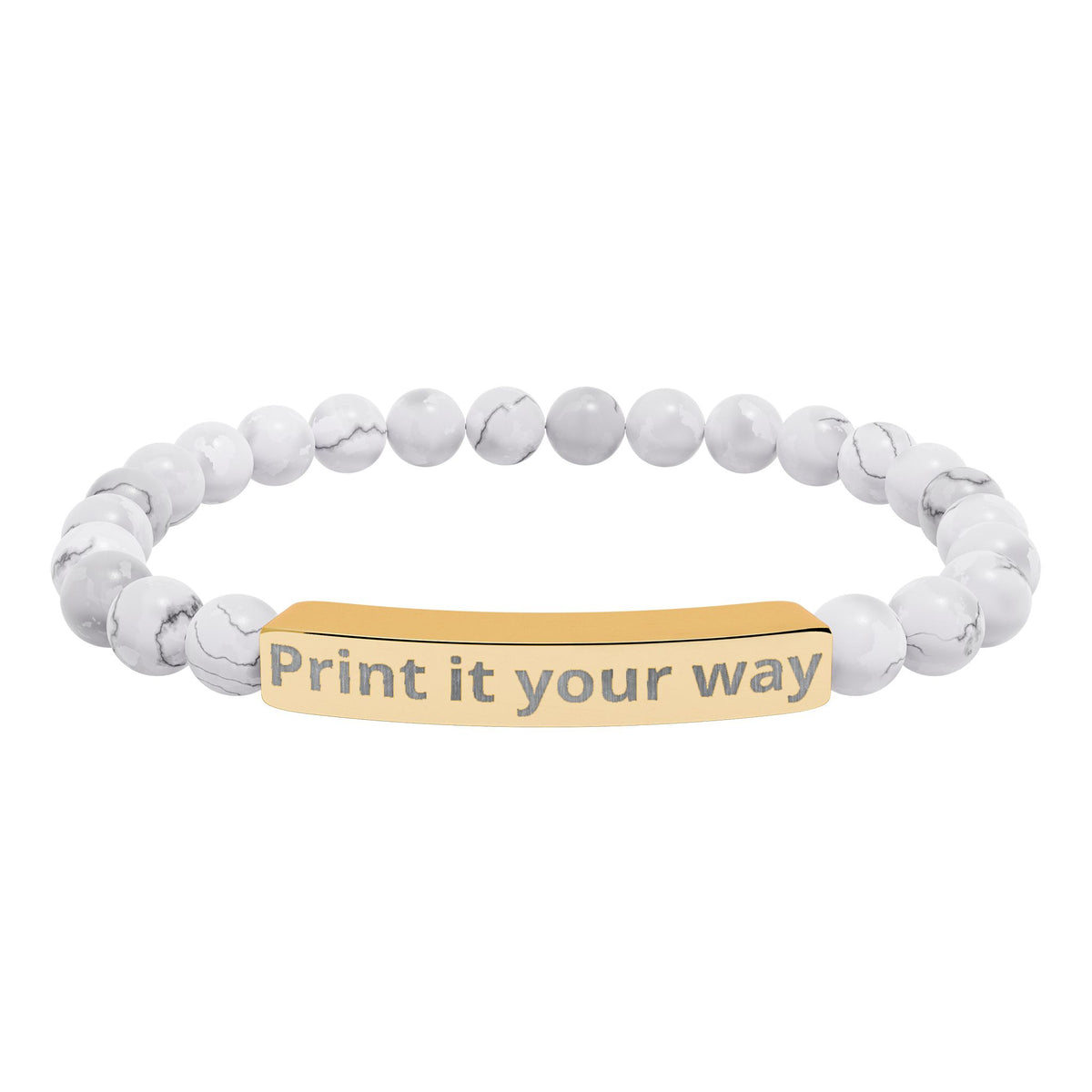 Engravable Natural Stone Stretch Bar Bracelet — Custom Message Beaded Bracelet