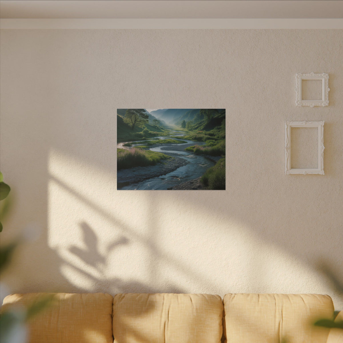 Customizable Serene River Valley Matte Canvas Print — Wall Art