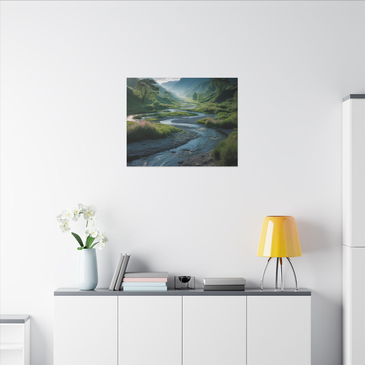 Customizable Serene River Valley Matte Canvas Print — Wall Art