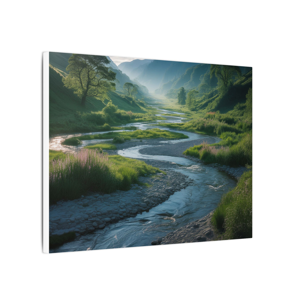 Customizable Serene River Valley Matte Canvas Print — Wall Art
