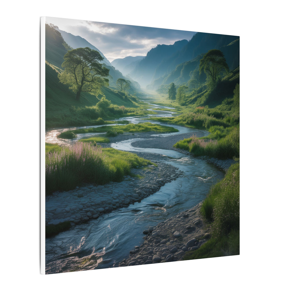Customizable Serene River Valley Matte Canvas Print — Wall Art