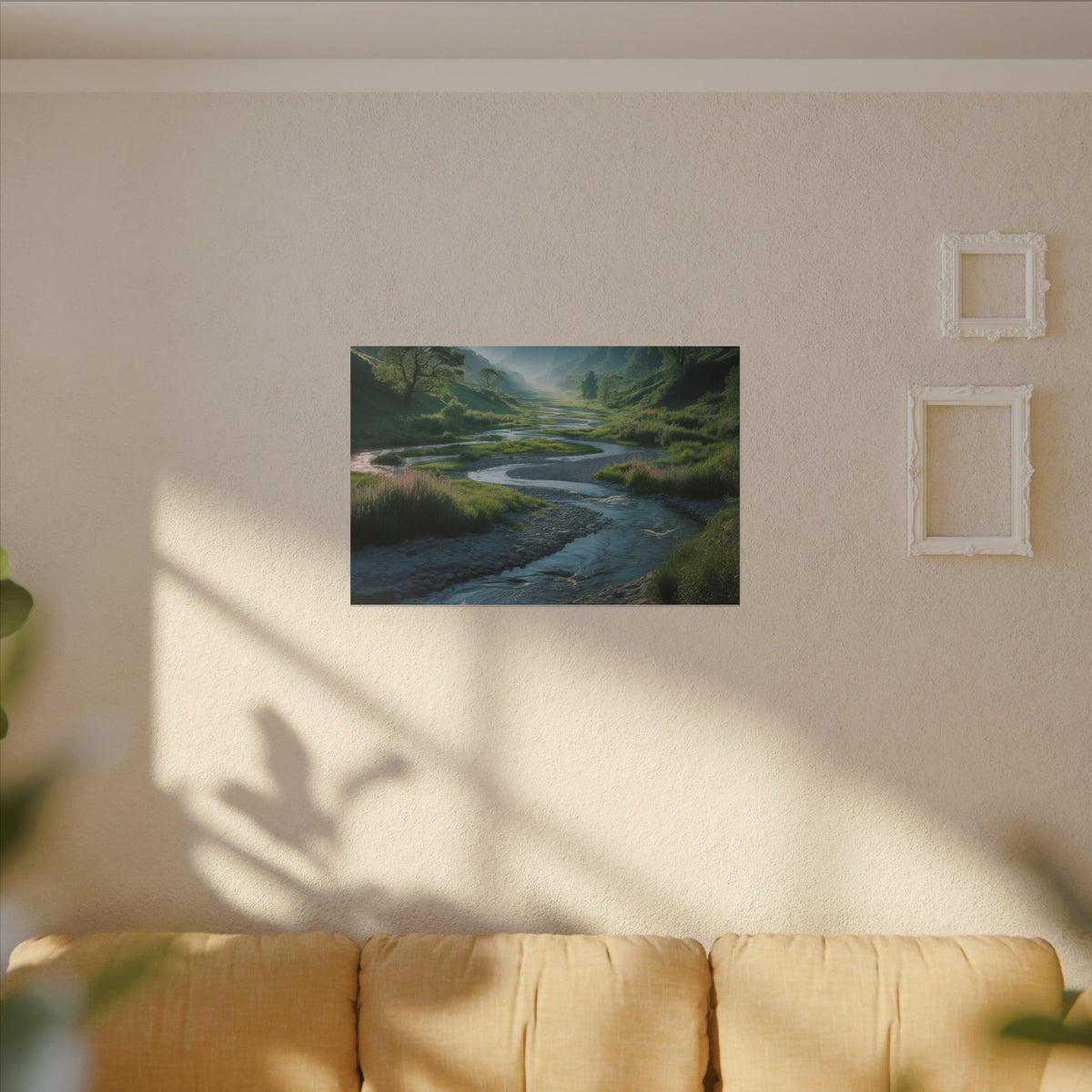 Customizable Serene River Valley Matte Canvas Print — Wall Art