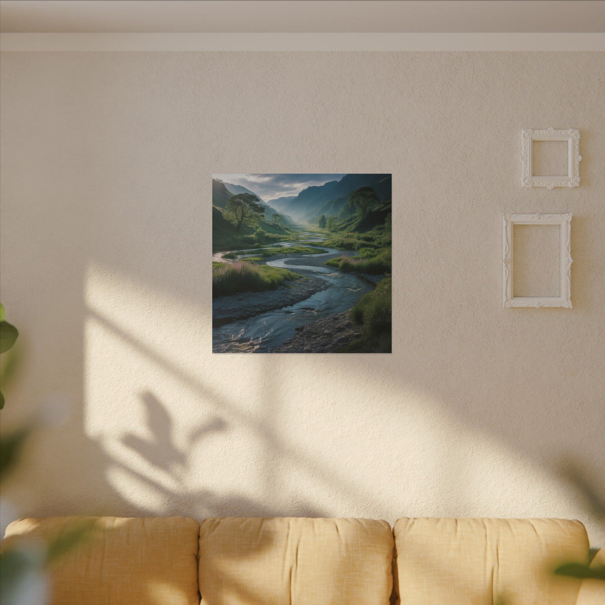 Customizable Serene River Valley Matte Canvas Print — Wall Art