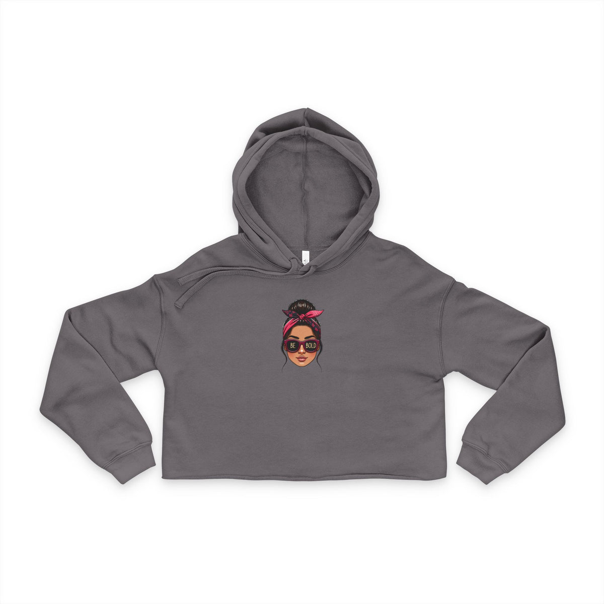 Cropped Hoodie —  Woman Face Front & Kawaii Cat Back