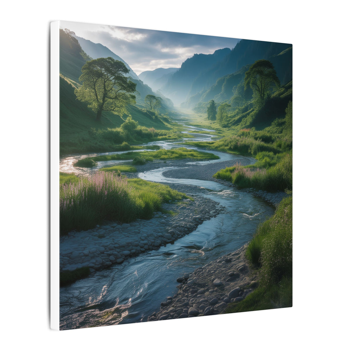 Customizable Serene River Valley Matte Canvas Print — Wall Art