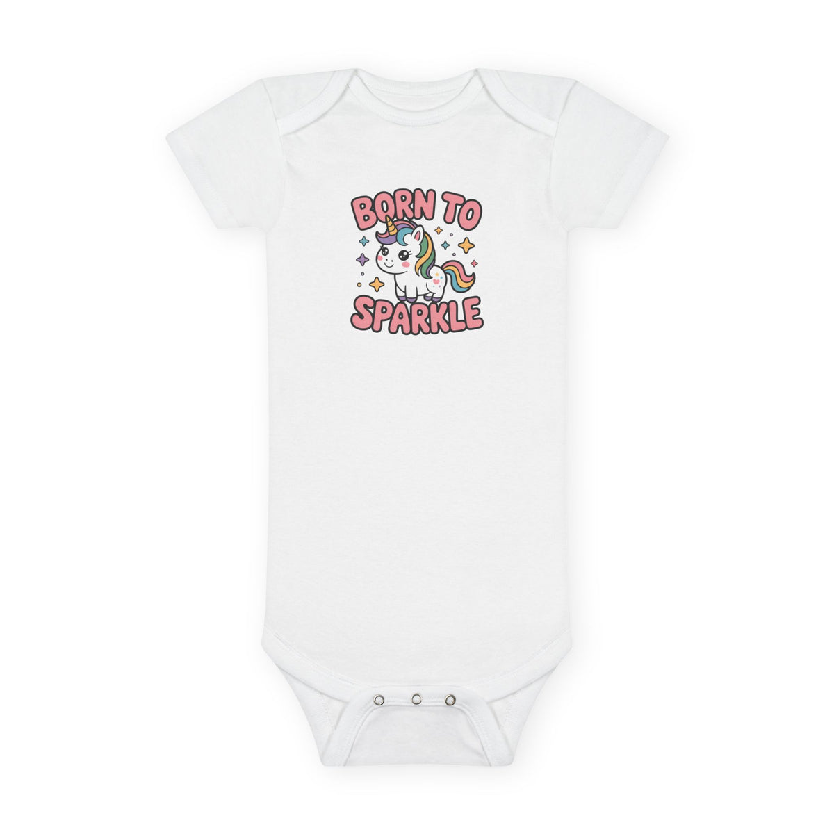 Born to Sparkle Unicorn Baby Onesie — Cute Infant Short Sleeve Bodysuit