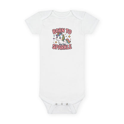Born to Sparkle Unicorn Baby Onesie — Cute Infant Short Sleeve Bodysuit