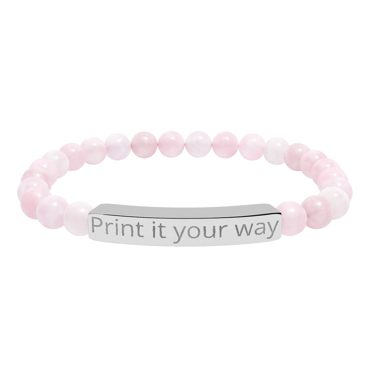 Engravable Natural Stone Stretch Bar Bracelet — Custom Message Beaded Bracelet