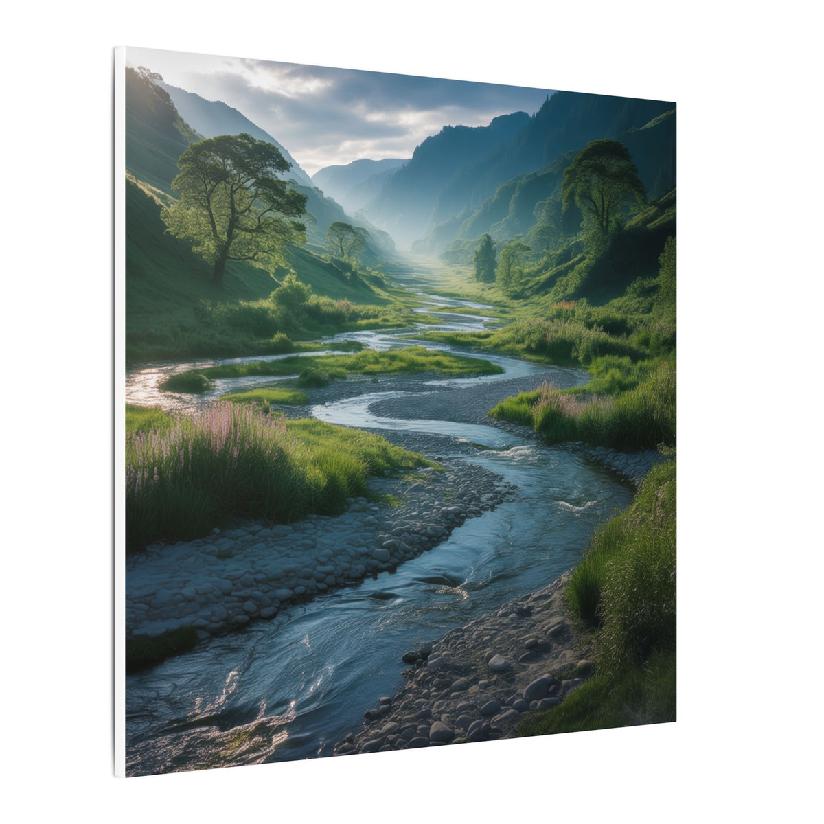 Customizable Serene River Valley Matte Canvas Print — Wall Art