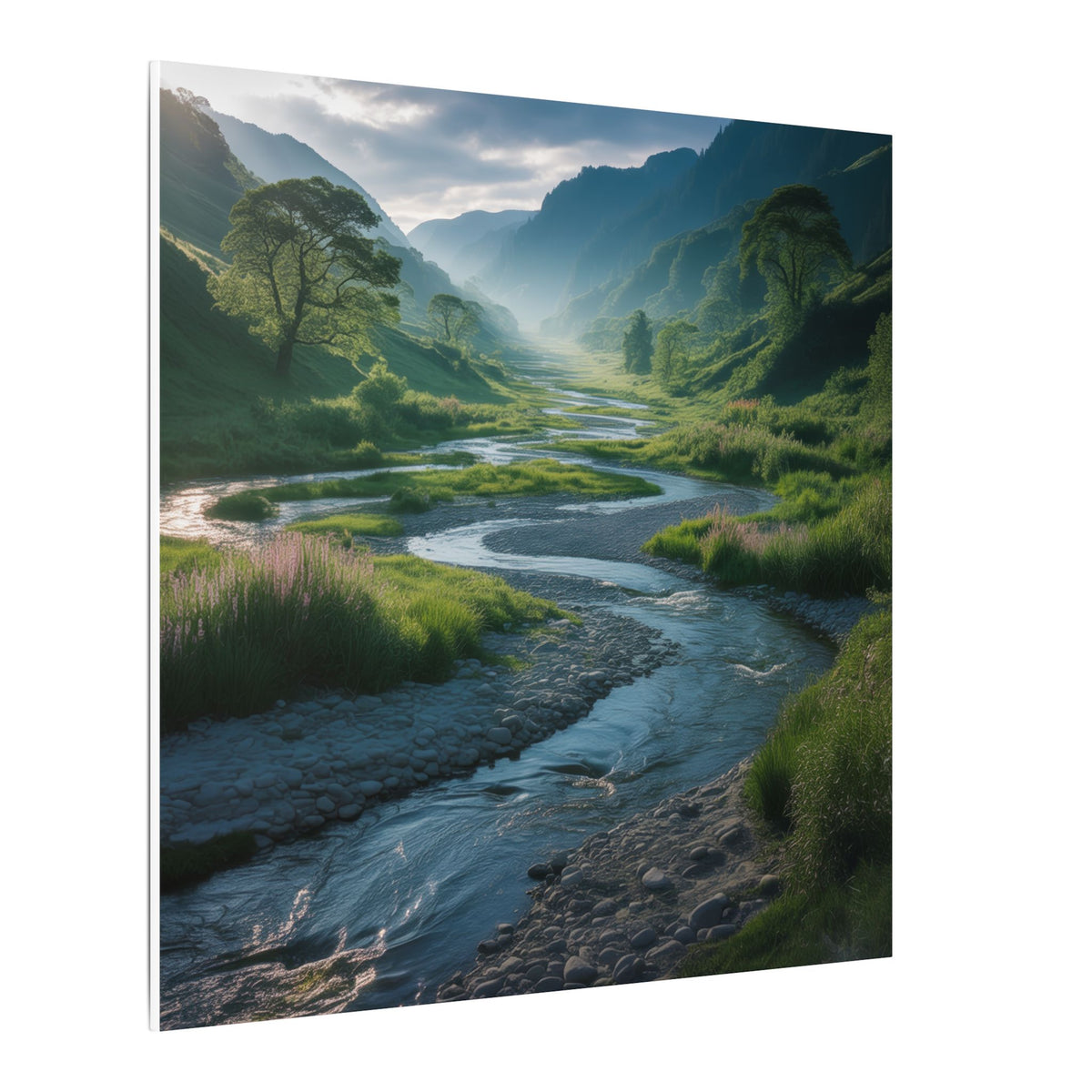Customizable Serene River Valley Matte Canvas Print — Wall Art