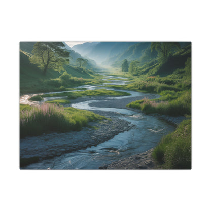 Customizable Serene River Valley Matte Canvas Print — Wall Art