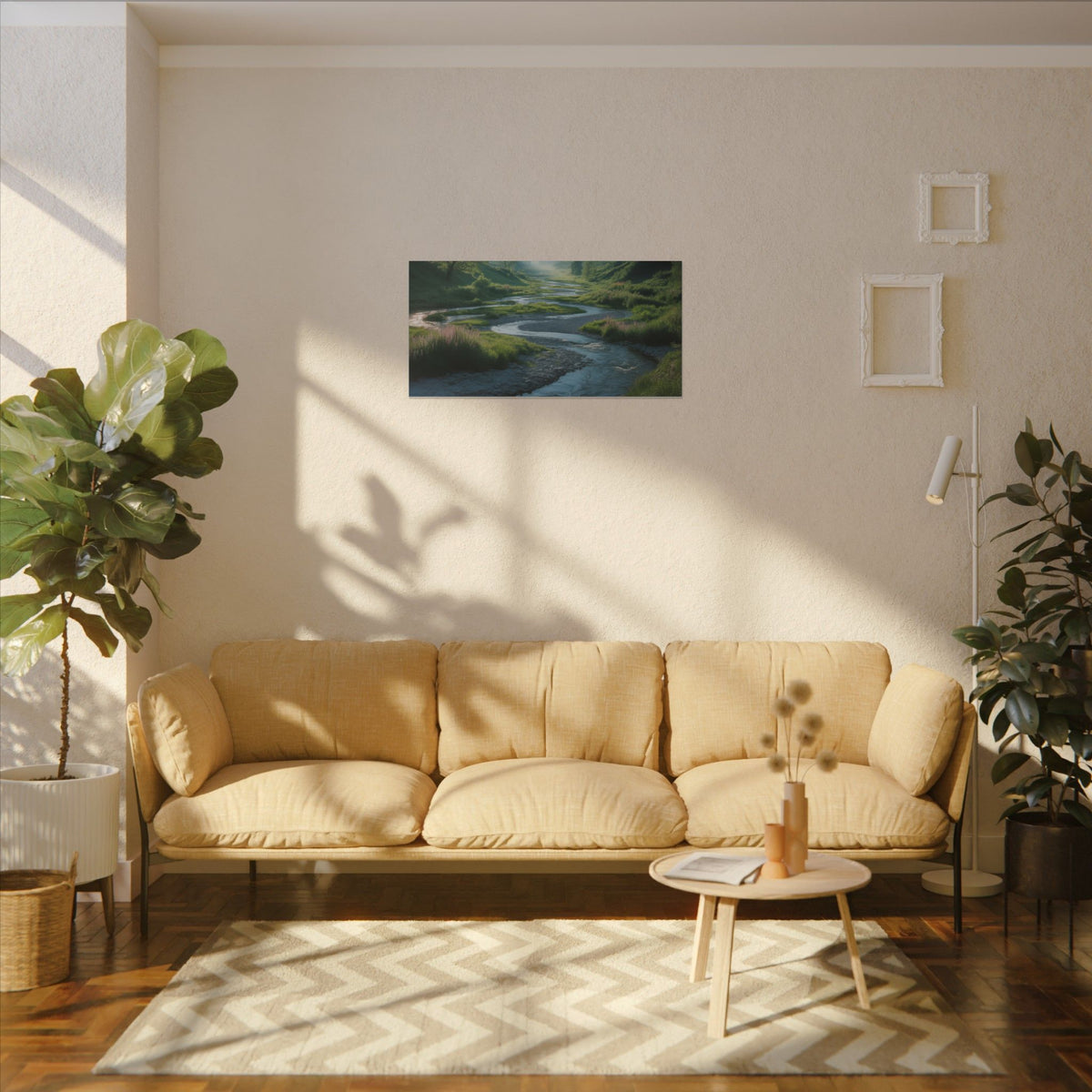 Customizable Serene River Valley Matte Canvas Print — Wall Art