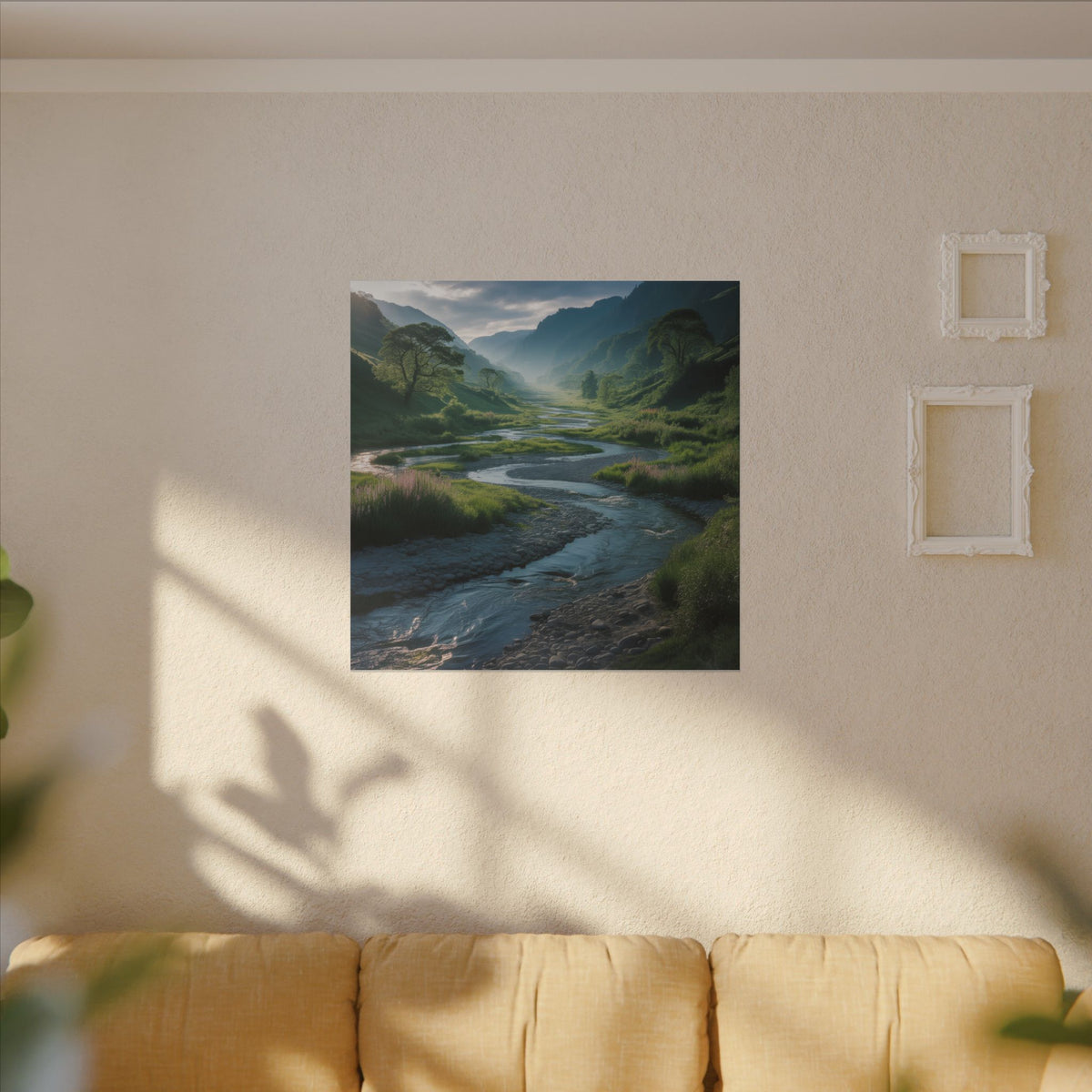 Customizable Serene River Valley Matte Canvas Print — Wall Art