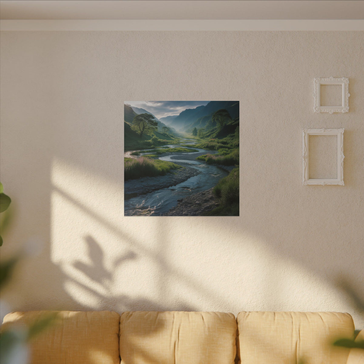 Customizable Serene River Valley Matte Canvas Print — Wall Art
