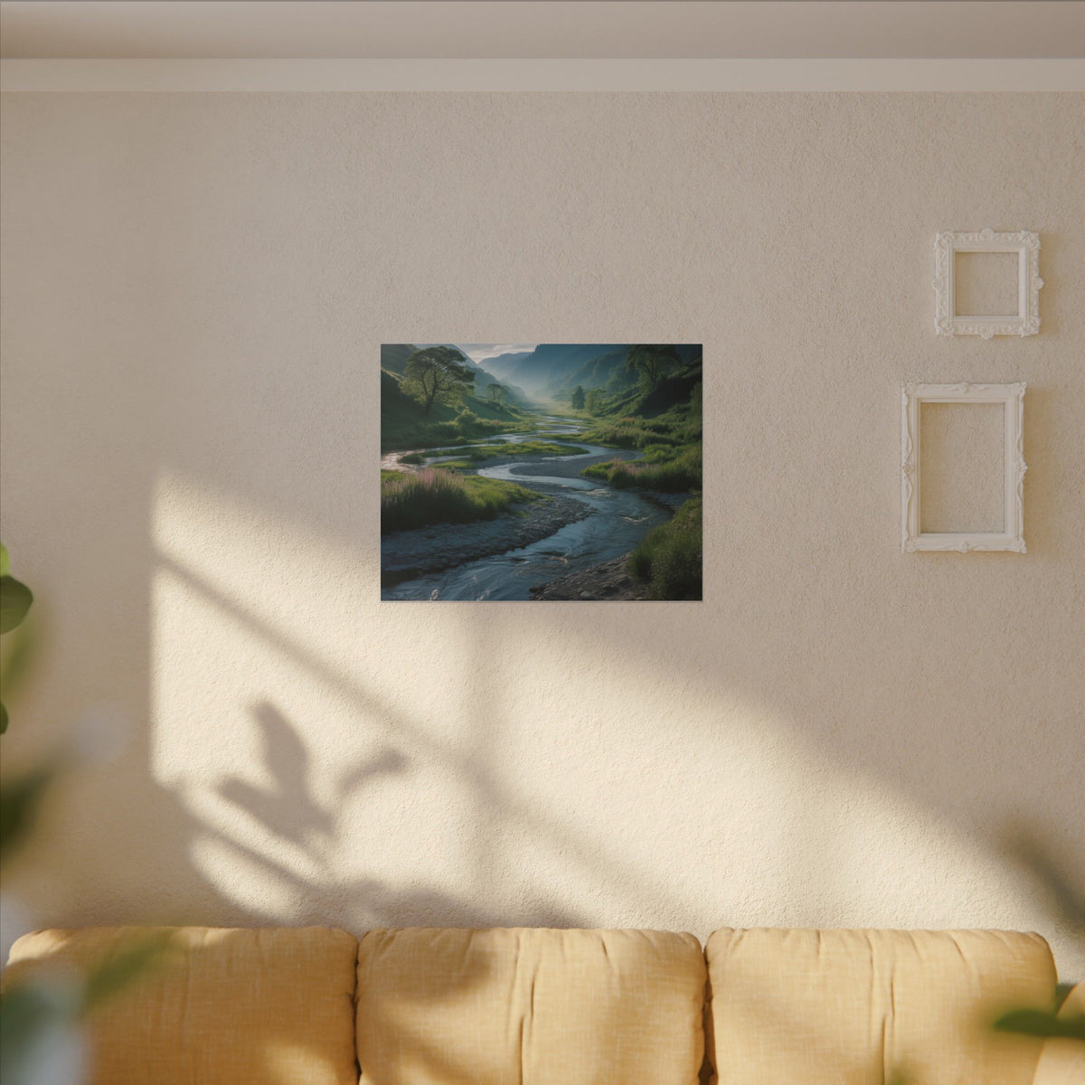 Customizable Serene River Valley Matte Canvas Print — Wall Art