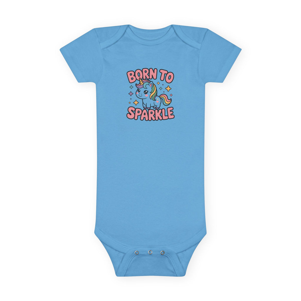 Born to Sparkle Unicorn Baby Onesie — Cute Infant Short Sleeve Bodysuit